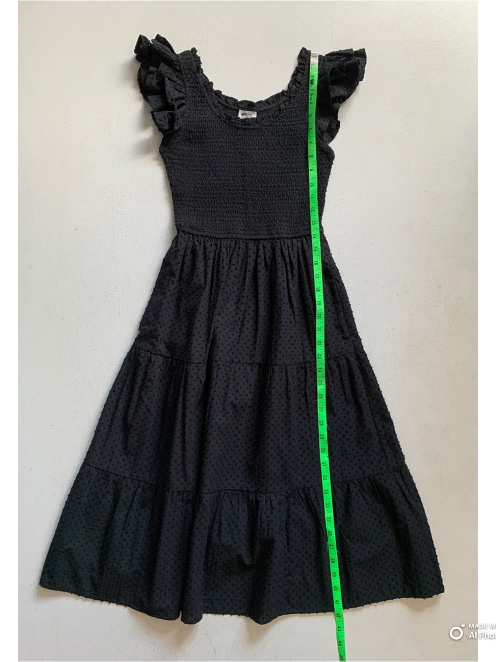 J Crew Factory Petite Black Swiss Dot Flutter Sleeve Midi Dress NWT Cottagecore - Picture 15 of 16
